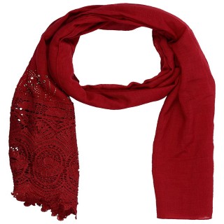 Designer Half Net Stole- Red